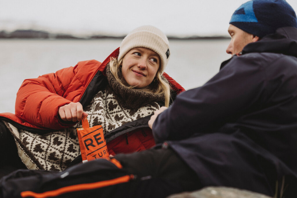 two persons enjoying a real turmat meal together