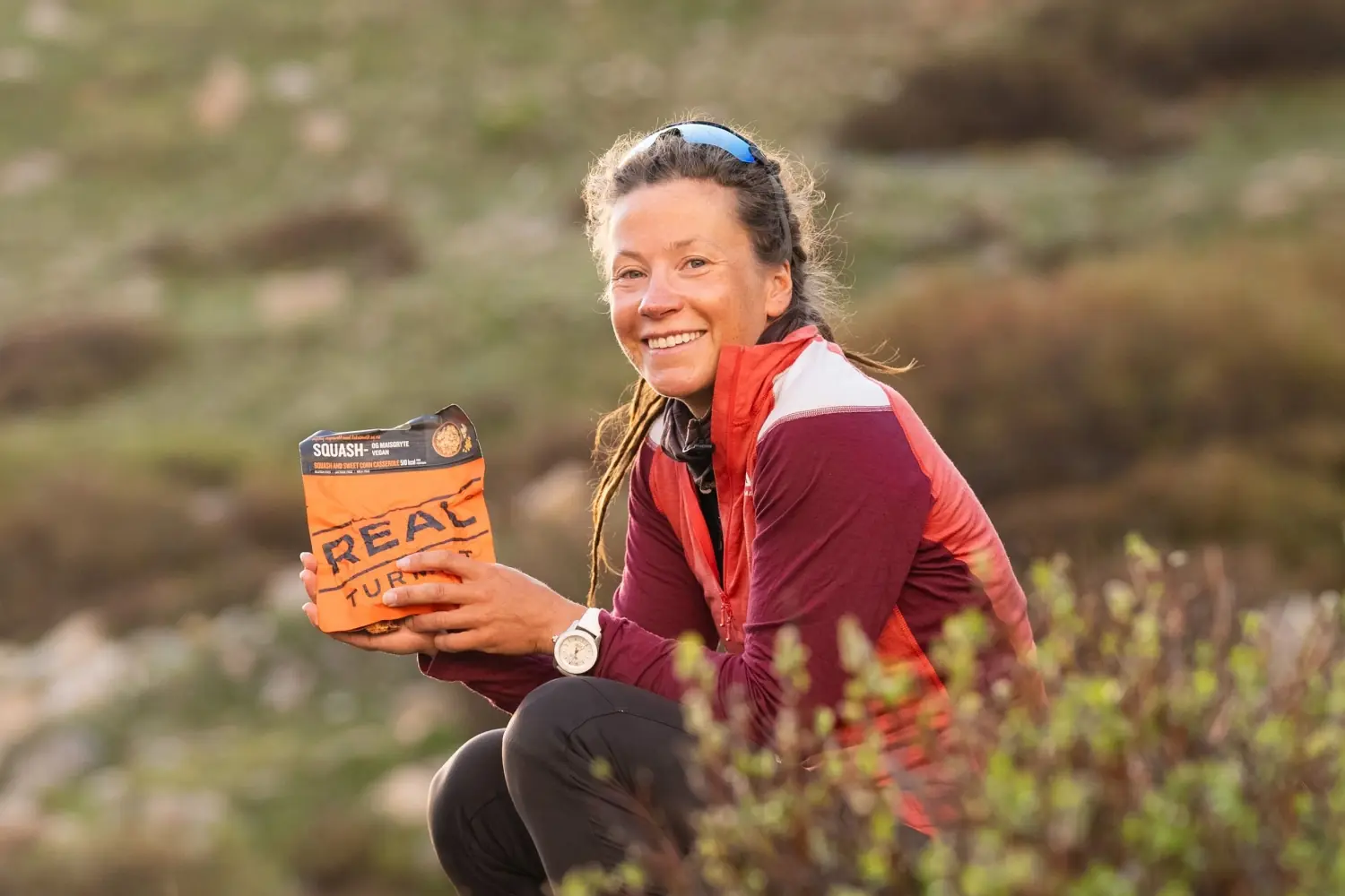 Kristin Harila with a pouch of REAL Turmat